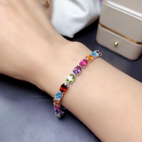 New Charm Bracelets Full Inlay Oval Colorful Crystal Zircon S925 Jewelry For Women Wedding Party Luxury Accessories Chain