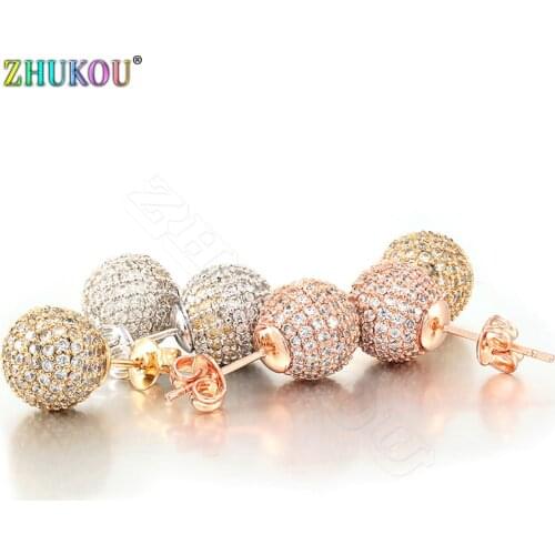 ZHUKOU 10x12mm A pair of Romantic Water Drop korean Stud Earrings Small Brass Cubic Zirconia Earrings Jewelry for Women VE46