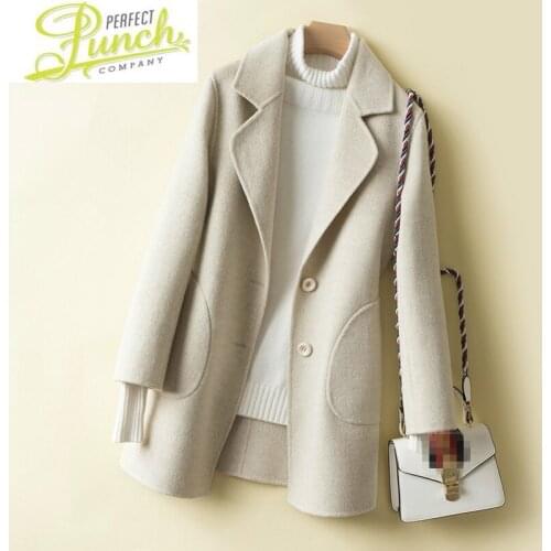 100% Autumn Winter Women Wool Coat Female Handmade Double-side Woolen Coats Korean Vintage Jacket 705s MY1941