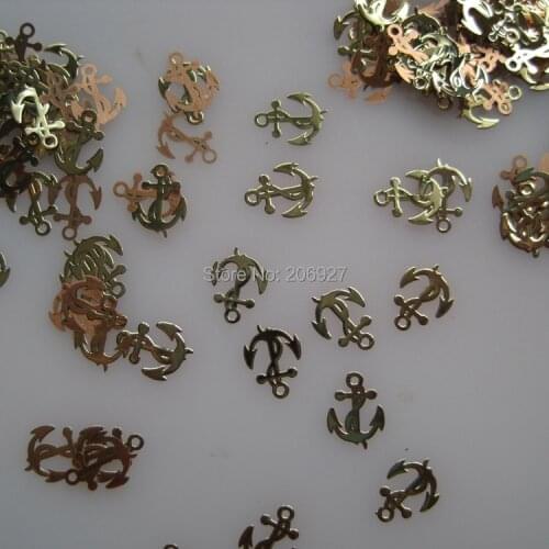 MS211-2 100pcs Gold Cute Anchor Metal Sticker Nail Art Metal Sticker Nail Art Decoration Non-adhesive Sticker