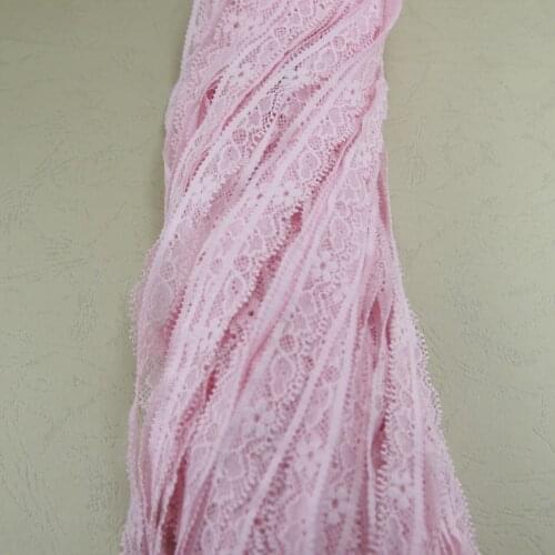 110 Yards 12mm Width Pink Elastic Stretch Lace Trim Sewing Garment Elastic Lace