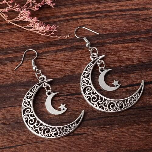 2020 New Fashion Vintage Crescent Moon Earrings Moon Dangle Earrings Handmade Statement Earrings Women Earrings Aretes De Mujer