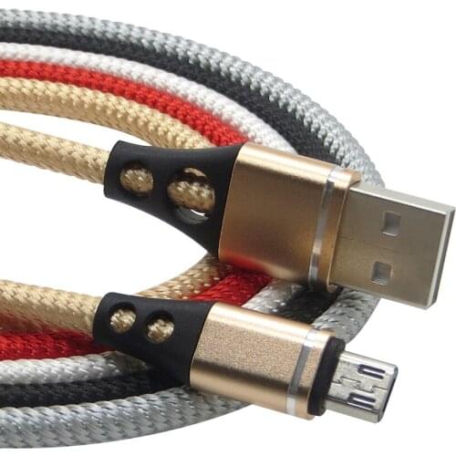 5pcs/lot 1M 2.1A Nylon Braid Fast Charging Micro USB Data Sync Cable for Xiaomi Redmi 4x Gaxaly S7 Android Mobile Phone Cable