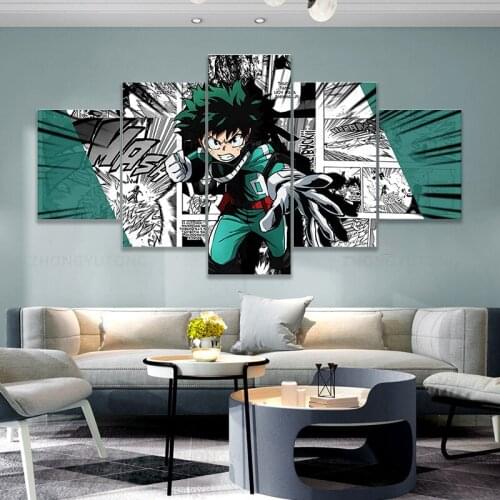 Darona My Hero Academia Posters Deku Picture Canvas Wall Art Pictures for Home Living Room 5 Piece