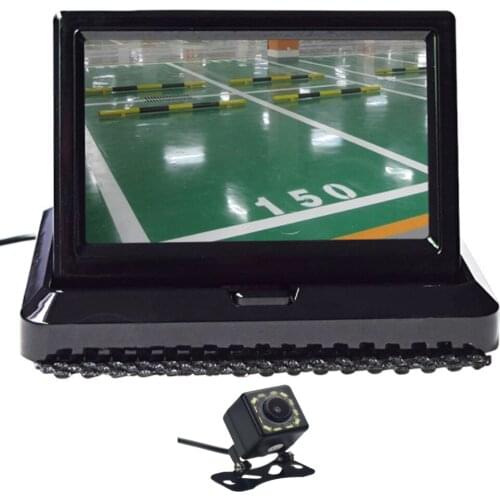 5.0" Color HD CCD Car Display 5 Inch Folding New Digital 2 Channel Video Input DVD Player DC 12/24V And 12 LED Rearview Camera