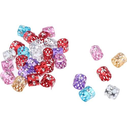 30pcs Shiny Hair Cuffs Aluminum Dreadlock Beads For DIY Hairstyle Braid Tail