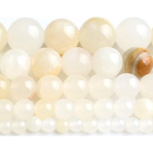 4/6/8/10/12mm Natural Flower Light Yellow Persian Jades Stone Beads Round for Jewellery Making Diy Bracelet 15'' Strand