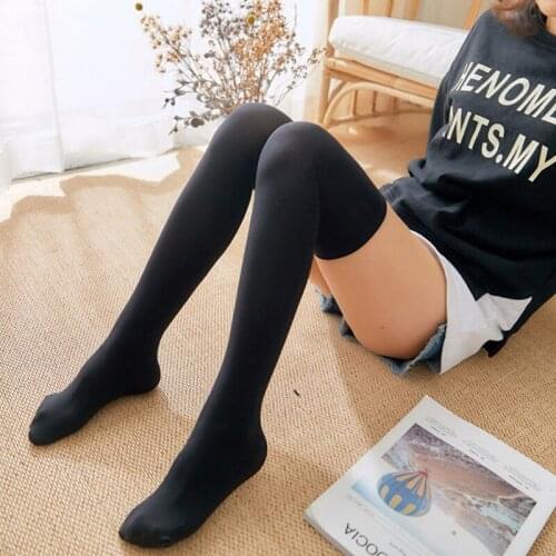 Spring Autumn Women Over Knee Thigh High Stockings Sexy Black White Long Tight Solid for Ladies Girls Female Stocking Nylon