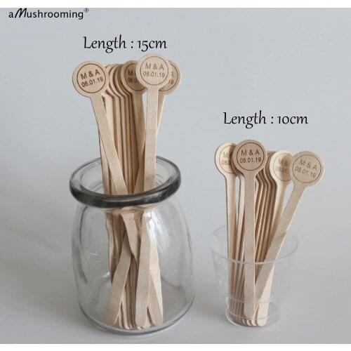 100pcs Monogram Engraved Wooden Stir Sticks Personalized Wedding Bridal Shower Favors Birthday Party Event Cocktail Swizzle Stir