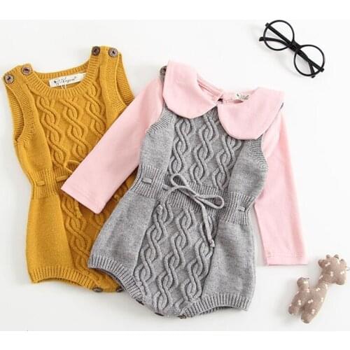 Newborn Baby Romper Sleeveless Knitted Baby Clothes Autumn Baby Boy Girl Romper Cotton Infant Toddler Jumpsuit Overalls Onesie
