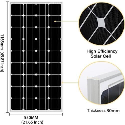 Aluminum Frame 30MM Thickness Monocrystalline Glass Solar Panel 100W 12V 18V Photovoltaic Solar Panels