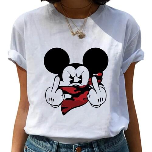 White Basic Disney Masked Mickey Mouse T Shirt Women Summer New Oversized Tees Casual Loose Tshirt O Neck Female Tops Dropship