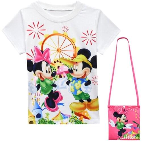 Disney GirlsT-shirts Summer Kids Mickey Mouse T Shirts Cotton Top Tees Girls tshirt Costume Boys Clothes Children Clothing