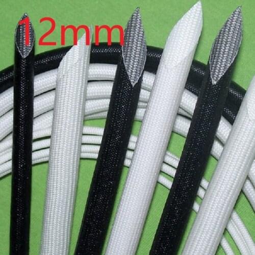 ID 12mm Fiberglass Tube Silicone Resin Braided Wire Sleeve Flame Resistant Fiber Glass Insulated Cable Protect Pipe 200 Deg.C
