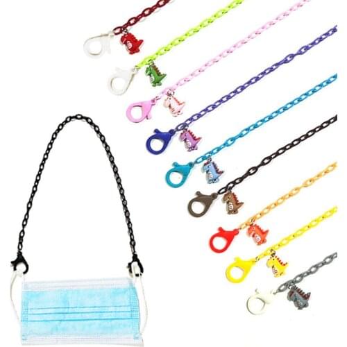 Candy Color Small Dinosaur Pendant Acrylic Adjustable Mask Chain Women Neck Chain Necklace Strap Holder Anti-lost Chain Lanyard