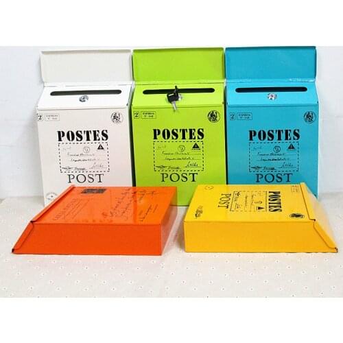 Creative Mailbox Metal Vintage Tin Mail Box Waterproof Post Boxes Bucket Rustic Wrought Iron Mailbox Newspaper Letters With Lock