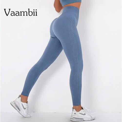 Ribbed Leggings Sports Tights Yoga Pants Woman Leggings High Shot Exercise Clothing For Women Seamless Leggings Sportwear