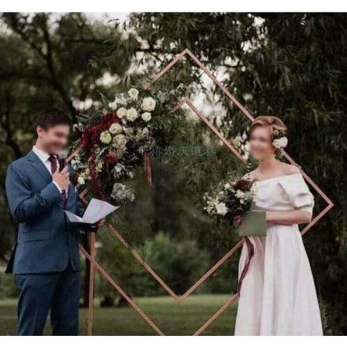 Metal Wedding Arch Backdrop Stand Diamond Geometric Flower Frame Floral Background Decor balloon arch kit wedding decoration