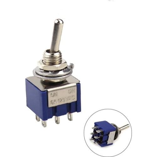 10pcs Deep Blue Mini 6 Pin 2 Position Toggle Switches ON-ON DPDT Mini Toggle Switch 6A/125V 3A/250V AC MTS-202 Navy SL