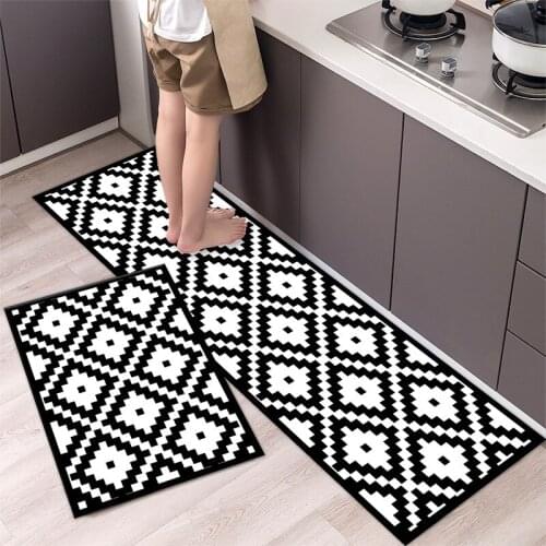 Fashionable Simple Nordic StyleWaterproof Kitchen Floor Mat Household Carpet Long Strip Door Mat Modern Home Decor