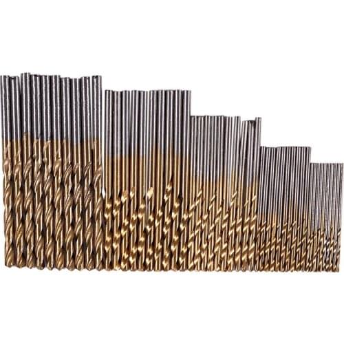 50Pcs 1/1.5/2.0/2.5/3mm Titanium Coated HSS Drill Bit Set
