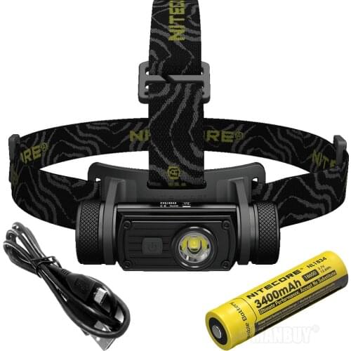 2020 NITECORE HC60 HC60W Headlamp CREE XM-L2 U2 1000LMs Rechargeable Waterproof Flashlight + 3400mAh 18650 Battery Free shipping