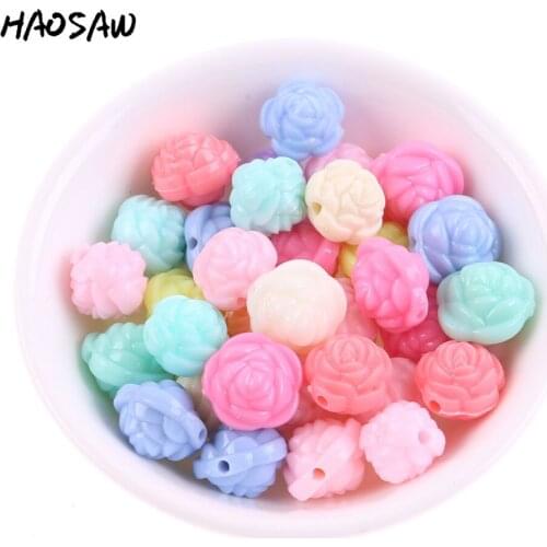 New Color 500Pcs Mix Lot 11*10MM Chunky Flower Beads Pastel Color Straight Holes For DIY Key Chain Making For KQWB-517675