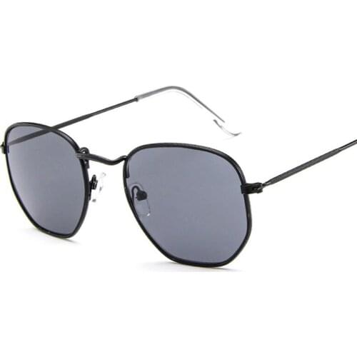 Fashion Sunglasses Women Brand Designer Small Frame Polygon Clear Lens Sunglasses Men Vintage Sun Glasses Hexagon Metal Frame