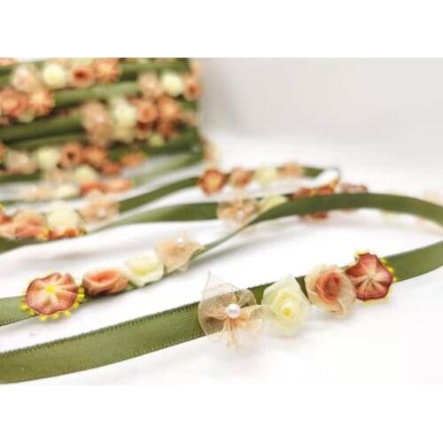 Pink Fuchsia Flower Rococo Ribbon Trim|Decorative Floral Satin Ribbon|Scrapbook Materials|Clothing|Decor|Craft Supplies