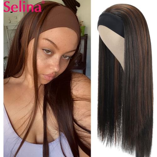 Headband Wig Synthetic Highlight Wig P4/30 Mixed Ombre Honey Blonde Straight Wigs Daily Party Cosplay Wig Heat Resistant Fiber
