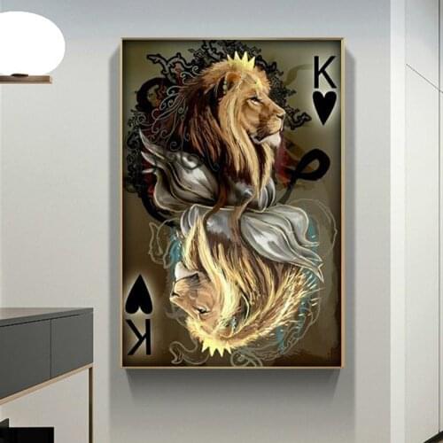 Posters Wall Pictur Home Decor Lion Poker Canvas Prints Minimalist Picture Animal Print Poster Decorative Canvas Painting
