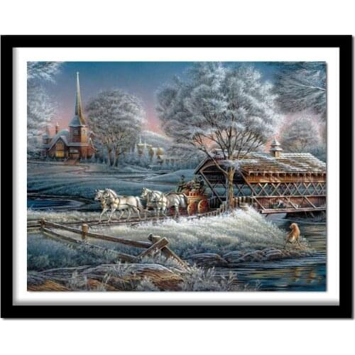 Full Diamond Embroidery 3D diy Diamond Painting Cross Stitch snow winter landscape, Pattern Rhinestones,diamond mazayka