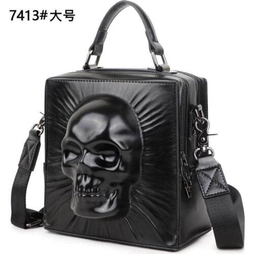 European and American fashion casual mens and womens real leather bag personality skull rivet single shoulder bag handbag cros