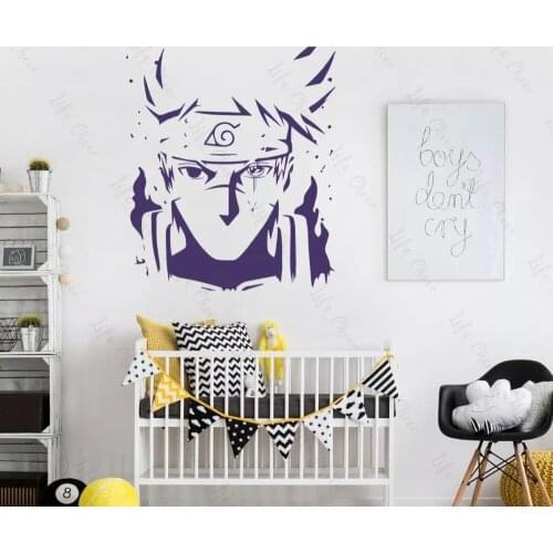 Cool Kakashi With Sharingan Wall Art Anime Sticker Home Bedroom Kids Room Decoration Vinyl Removable Cartoon Living Room