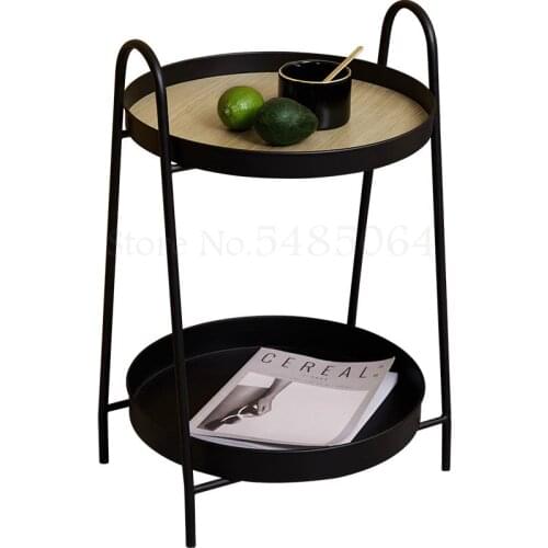 Simple Modern Iron Side Table Home Living Room Small Coffee Table Creative Round Sofa Light Luxury Mini Corner Table