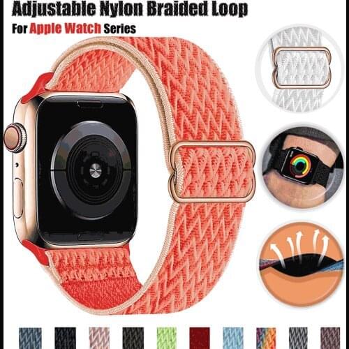 Nylon Woven Strap for Apple Watch Band 6 SE 5 4 Breathable Soft Elastic Sport Strap 38mm 42mm 40mm 44mm for Iwatch Series 3 2 1