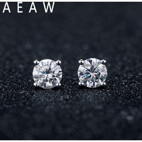 0.5Ct 1ctw Moissanite Gemstone Stud Earrings for Women Solid 925 Sterling Silver D color Solitaire Fine Jewelry and 10K gold
