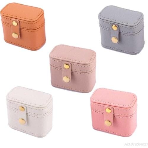 Portable Jewelry Box Storage Organizer PU Leather Small Round Jewellery Case Rings Earrings Zipper Box M2 21 Wholesales