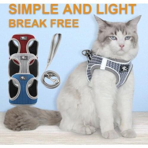 Reflective Cat Dog Harness and Leash Set Puppy Breathable Nylon Mesh Vest For Outdoor Walking Small Medium Dogs Pet Supplies