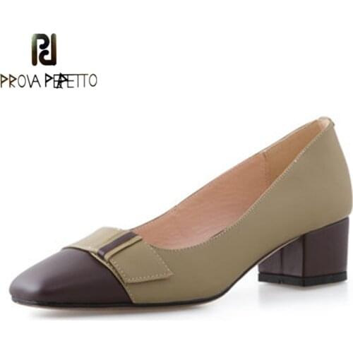 Retro Thick Heel Shallow Shoes Color Matching Square Toe Mid-heel Womens Shoes Autumn 2021 New Simple Commuter High Heels