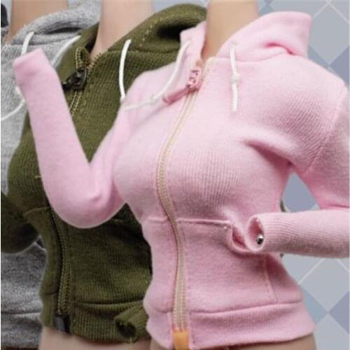 1/6 scale female soldier 3 color casual hooded cardigan clothing clothes suit for 12 "girl action figure doll model accessories