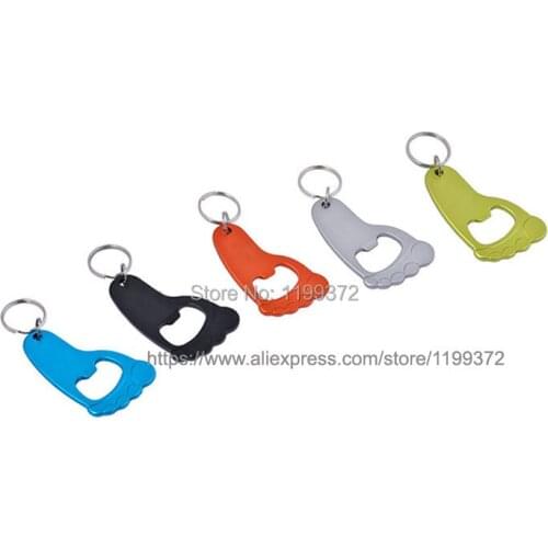 1000pcs FREE Print LOGO Laser Customized Metal Baby Feet Foot Footprint Shape Bottle Beer Opener Key Chain Shower Party Gift