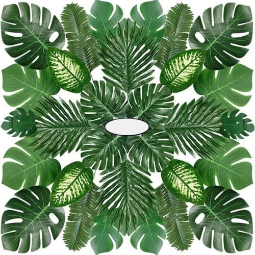 12 Pcs Artificial Monstera Plants Plastic Tropical Palm Leaves Hawaiian Party Decorations Palm Leaf Accessories Photography Deco