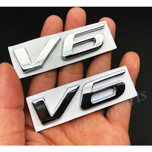 2x Metal Chrome V6 Vntage Car Trunk Tailgate Fender Emblem Badge Decal Sticker