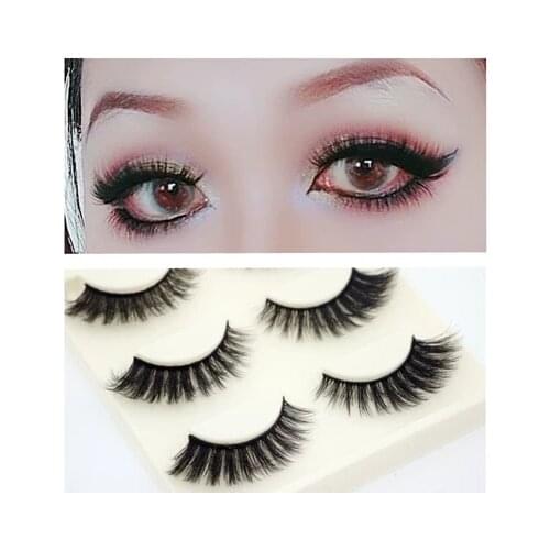 3 Pairs Of Women Ladies Makeup Thick False Eyelashes Long Black Natural 3D Fake lash Pure handmade Makeup Beauty tool Wholsale