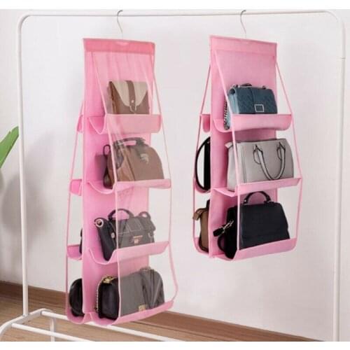 8 Pockets Hanging Handbag Organizer Shelf Bag Storage Holder Wardrobe & Closets