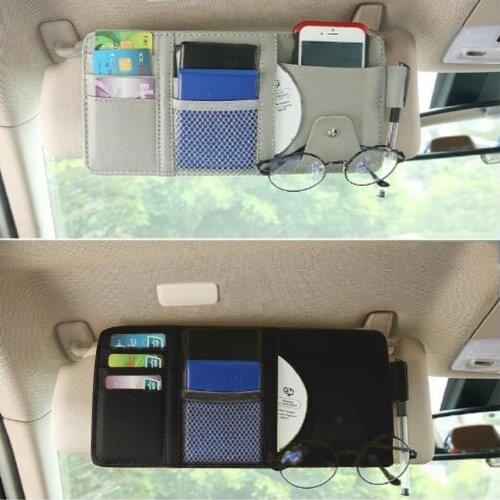 Car Sun Visor Organizer Sunglasses Clip Bill Pen Card Holder CD DVD Organizer Storage Box Stowing Tidying Car Accessories