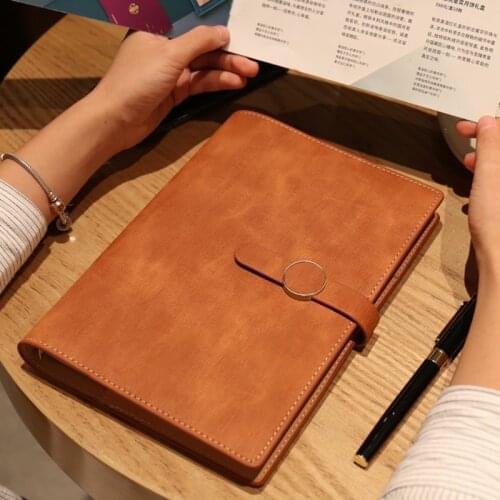 High-grade circular suction buckle design loose-leaf Notebook 720 degree rotating soft Notepad Removable inner page Gift Box A5