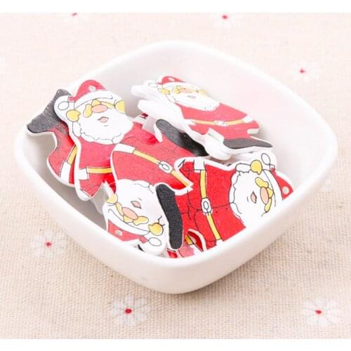 One Hole Wood Craft Father Christmas Shaped Botones Para Manualidades Scrapbooking Home Decoration 20pcs 41x25mm MT0239