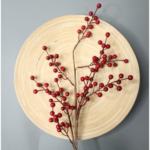 Artificial Berries Branch Plastic Fake Flowers Decorative Accessories Berry DIY Red Berries Plant for New Year Christmas Decor